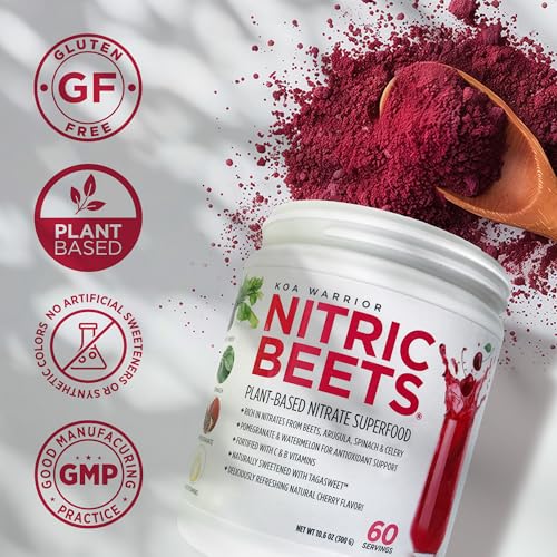 Beet Root Powder Drink Packets with Spinach, Arugula, Celery, Watermelon Juice, Pomegranate Juice, Vitamin C, Vitamin B Complex - Nitric Oxide Supplements for Men and Women, 60 Servings (Powder)