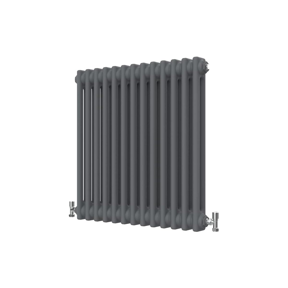 Radbliss Anthracite Horizontal Traditional 2 Column Radiator 600X605mm Matt Grey Cast Iron Style Design Rad Central Heating