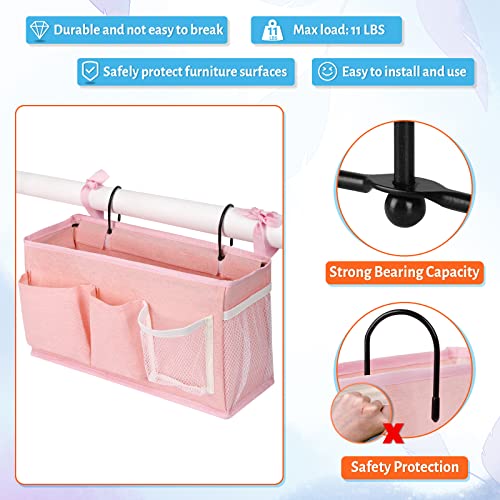 Image of Loghot Bedside Caddy /Bedside Storage Bag Hanging Organizer for Bunk and Hospital Beds,Dorm Rooms Bed Rails,Can be Placed Glasses,Books,Mobile Phones,Keys (New Pink-1)