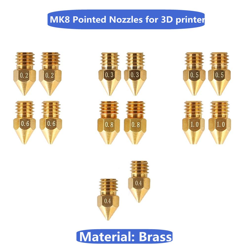5Pcs 1.75Mm/0.1Mm Copper Mk8 Thread Extruder Nozzle For 3D Printer