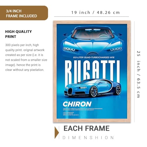 Image of kotart Big Sports Cars Framed Posters Gift Items for Boys Room Wall Decoration Bedroom Living Room Office Studio Decor | Car Poster Frame for Wall Decor Set Of 3 Size (19 X 25 inch)
