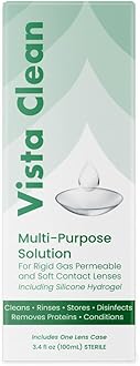 Vista Clean Multi-Purpose Solution for Scleral and Gas Permeable Contact Lenses, 3.4 fl oz, Includes Lens Case