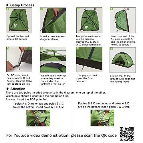 Night Cat Backpacking Tent For 1 2 People Camping Tent For Adults Scouts Kids Waterproof Roomy Lightweight Compact With Carrying Bag #TOP5