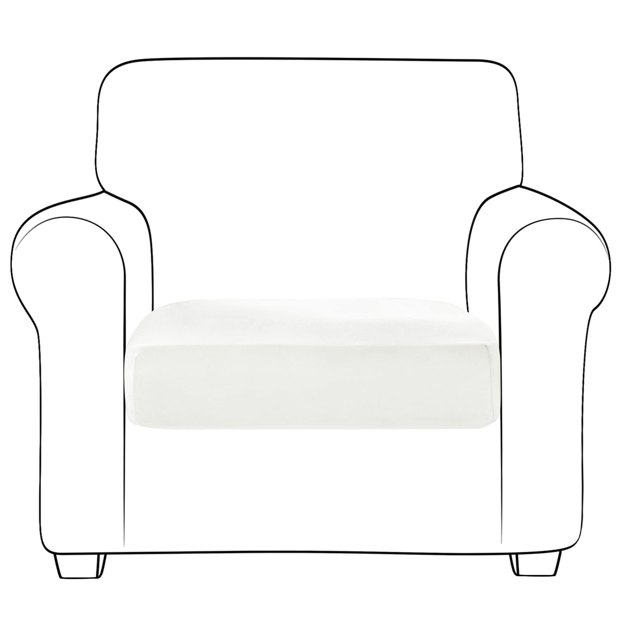 SVFOEBJM Velvet Sofa Seat Cushion Covers, Sofa Cushion Covers Stretch Couch Cushion Cover Soft With Elastic Bottom Sofa Seat Cover For Chair Sofa-white-1 seater