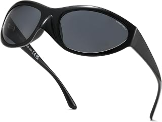 articulo SHEEN KELLY Vintage Wrap Around Sunglasses For Man Black Polarized Sports Eyeglasses Silver Mirrored Outdoor Rider Glasses