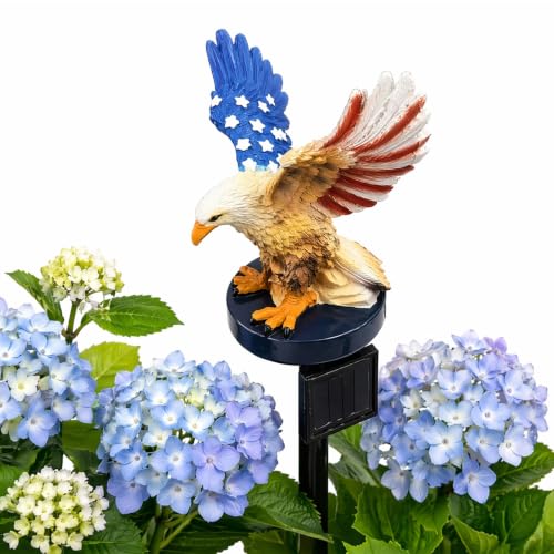 Personalized Solar Eagle Garden Light America 250th Anniversary Solar Powered Garden Light with Stake Patriotic Memorial Day Decor 4th of July Outdoor Decorations for Patio Yard & Lawn