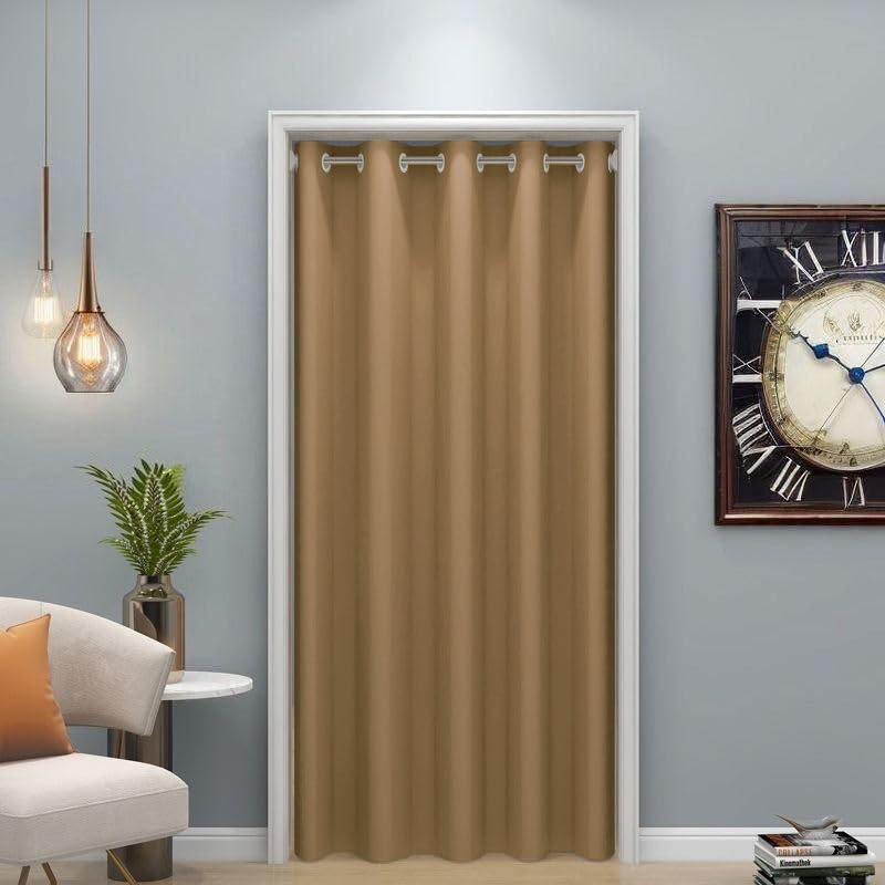 Cozomiz Door Curtain for Doorway Thermal Insulated 60% Blackout Curtains for Shelves Privacy Divider Curtain Closet Curtain Dust-Proof Window Shades for Kitchen Storage Room 97" W x58 H Earthy Yellow