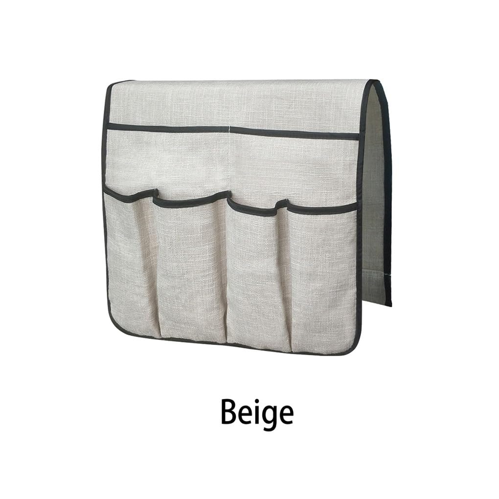 Bolsa para reposabrazos de sofá, soporte para mando a distancia para el hogar, hotel, oficina, dormitorio, sala de estar, sillón, silla, bolsillo para sofá (beige, 2 piezas)