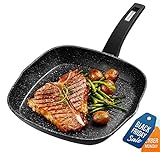 CSK 11' Nonstick Grill Pan with Handle - Square Griddle Pan Skillet for All Stove Tops Include Induction Cooker, Granite Coating, 100% PFOA-Free, Easy to Clean, Deep Grill Frying Pans Indoor Outdoor