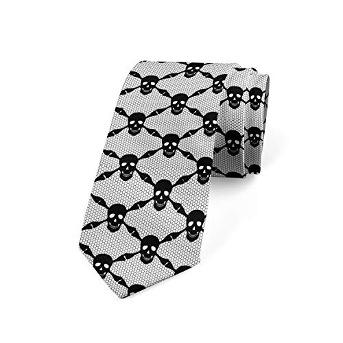 Ambesonne Necktie - 3.7", White Black, 3.7"