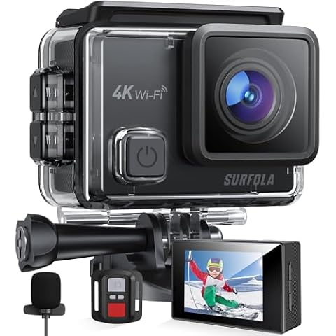 Surfola 4K Action Camera with Accessories Cover