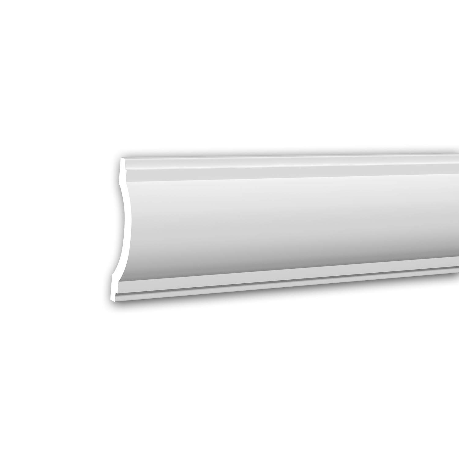 Moldura flexible de poliuretano pretratado Profhome para contornos curvos sin grietas