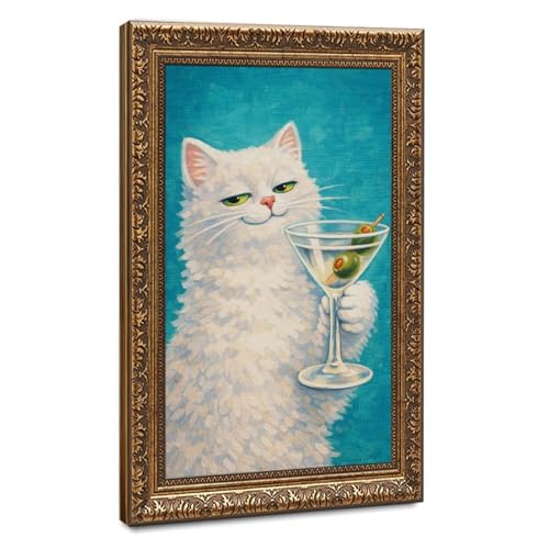Toile Martini Cocktail Cat pour une ambiance bistrot chic dans votre salon