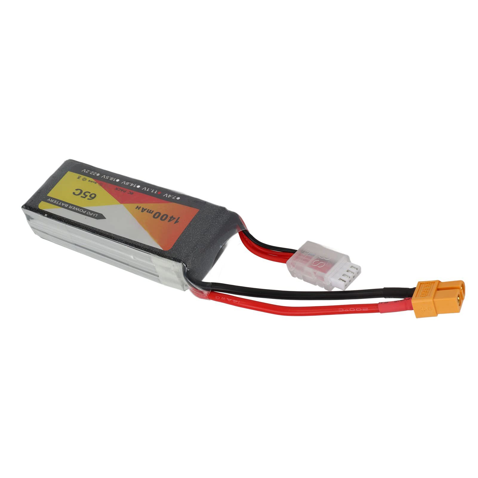 Batería Lipo 3S 11.1V 1400mAh 65C Alta Descarga para RC Drone Quadcopter con Enchufe XT60, Energía Estable y Duradera, para Modelos de Hobby de Carreras