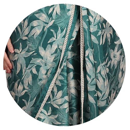 Image of MIRCHI FASHION Saree for Woman Georgette Floral and Leaf Printed | Elegant Farewell and Ceremonial Women's Sari with Blouse Piece