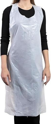 Delantales de plástico desechables, 27.5 x 46 pulgadas, baberos impermeables para adultos, cocina, artes y manualidades, tareas domésticas, pintura