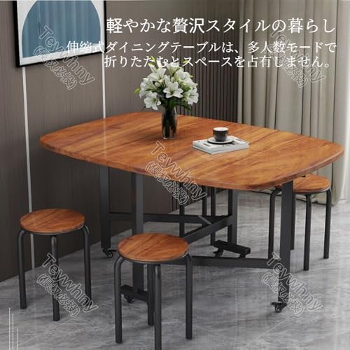 折りたたみ式ダイニングテーブル、長方形、キャスター付き、伸縮可能、省スペース、リビングルームや狭いスペースなどに最適Teywhny (A,100*60*75CM) [4]