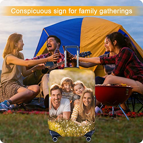 Custom Luggage Cover Personalized Luggage Cover Add Your Own Name Photo Text Double-Sided Different Design Travel Suitcase Case Protector Elastic Washable Baggage Covers (Custom Text Photo, S) #TOP6