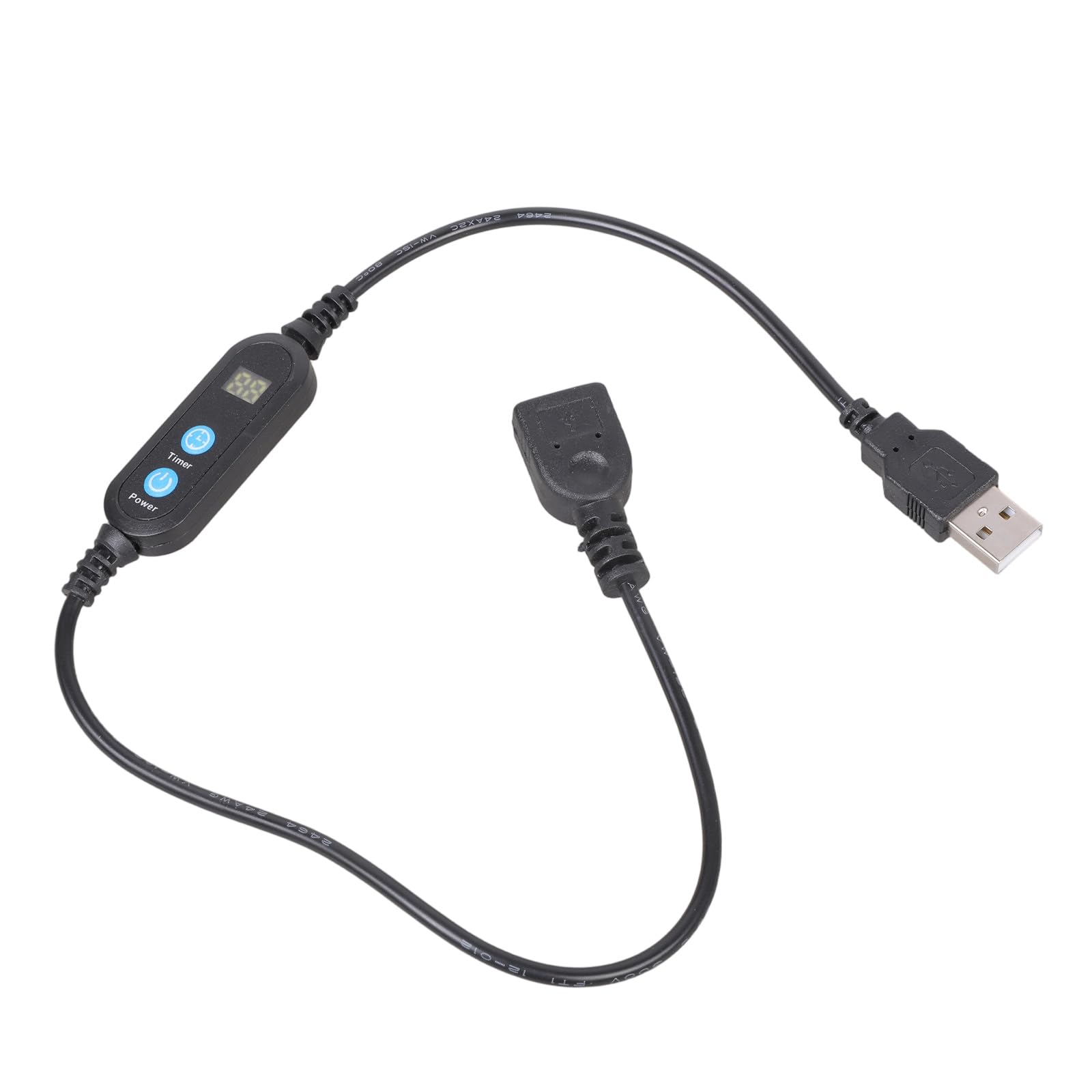Preset Time USB Timer Cord with 1-30 Minute Time Button for Home Appliances Black Adjustable Countdown Timer Cable