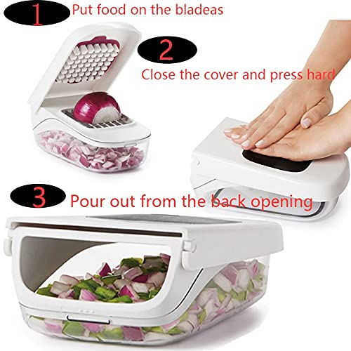 Image of Manual Vegetable Fruit Slicer Chopper Presser Cut Onion Vegetable Slicer Fruit Cheese Cutter Dicing Blade Kitchen Tool, White