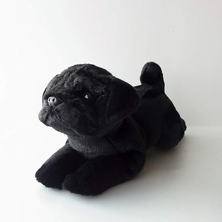Amazon Faithful Friends リアルな犬のぬいぐるみ 黒パグ ぬいぐるみ おもちゃ