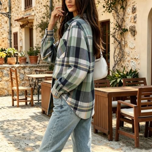 Plaid Jackets for Women Gingham Button Down Boho Lightweight Tops - image 2