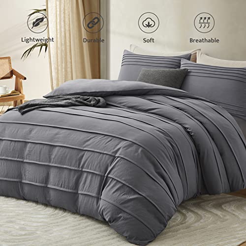 Oli Anderson 3PCS Pleated Duvet Cover Set, Grey, King by Oli Anderson - Used condition - Image 2