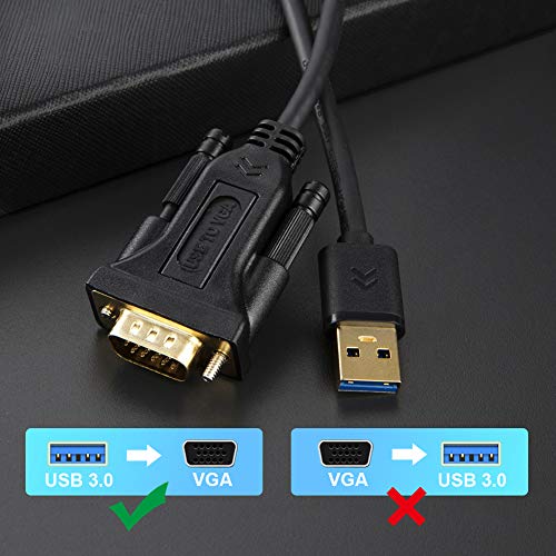Cablecreation Usb 3.0 To Vga Cable 6.6 Feet, Usb To Vga 15 Pin Adapter 1080P @ 60Hz, With Built-In Driver, Only Support Windows 10/8.1/8 / 7 (No Xp/Vista/Mac Os X), 2M /Black #TOP5