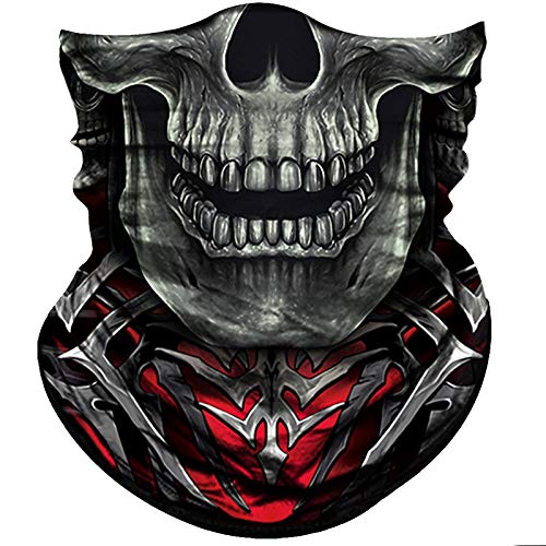 Obacle Skull Face Mask Half for Dust Wind Sun Protection 3D Tube Mask Bandana for Men Women Durable Thin Breathable Mask Riding Biker Fishing Cycling Sports Festival (Skull Gray Face Open Mouth)