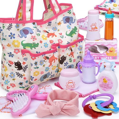 Uzoxlsn 16 Pack Baby Doll Feeding Caring Kit with Gift Box