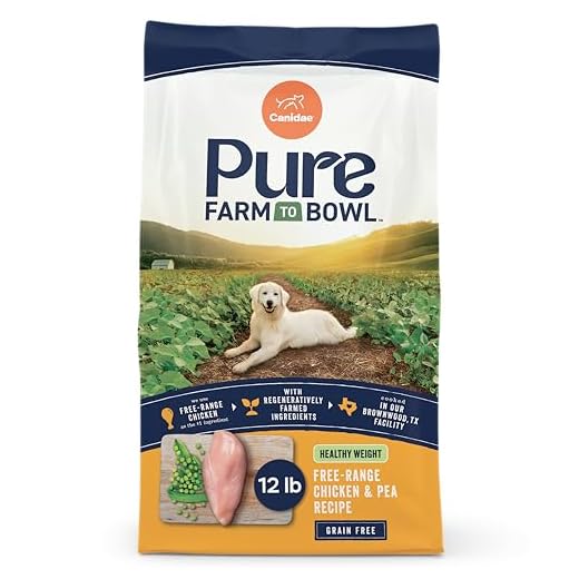 Canidae Pure Farm to Bowl Free-Range Chicken & Pea, Healthy Weight, Grain-Free Dry Dog Food, Adult, 12lb