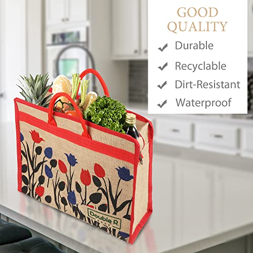 Image of DOUBLE R BAGS Jute Eco-Friendly Tote Bag: Stylish, Spacious, and Sustainable - Perfect for Everyday Errands and Adventures!