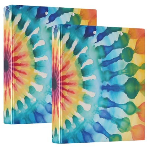 Image of 3 Ring Binder Rainbow Tiedye Aa 1.5 inch Binders Three Ring Binders with Clipboard Fit 8.5'' x 11'' Paper 3 Interior PVC Clear Pockets for Office Supplies