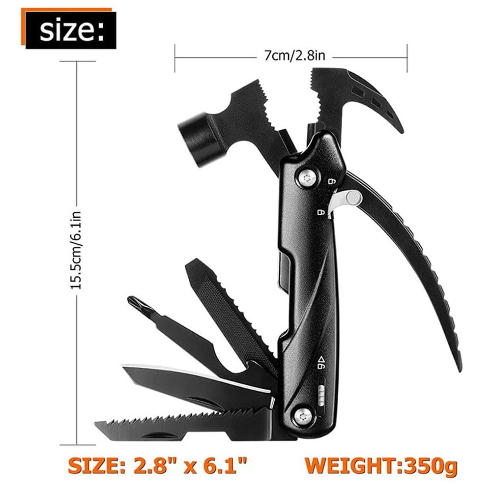 Foliam Hammer Multitool, 12 In 1 Mini Stainless Steel Multi Tool with Hammer Outdoor for Camping Hiking Household 4