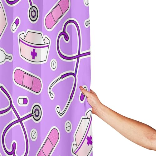 Rideau de douche violet en polyester imperméable de 183x183 cm avec boutons-pression
