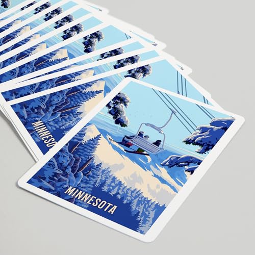 Lantern Press Minnesota, Ski Lift Above The Trees, 52 cartas póker miniatura 5