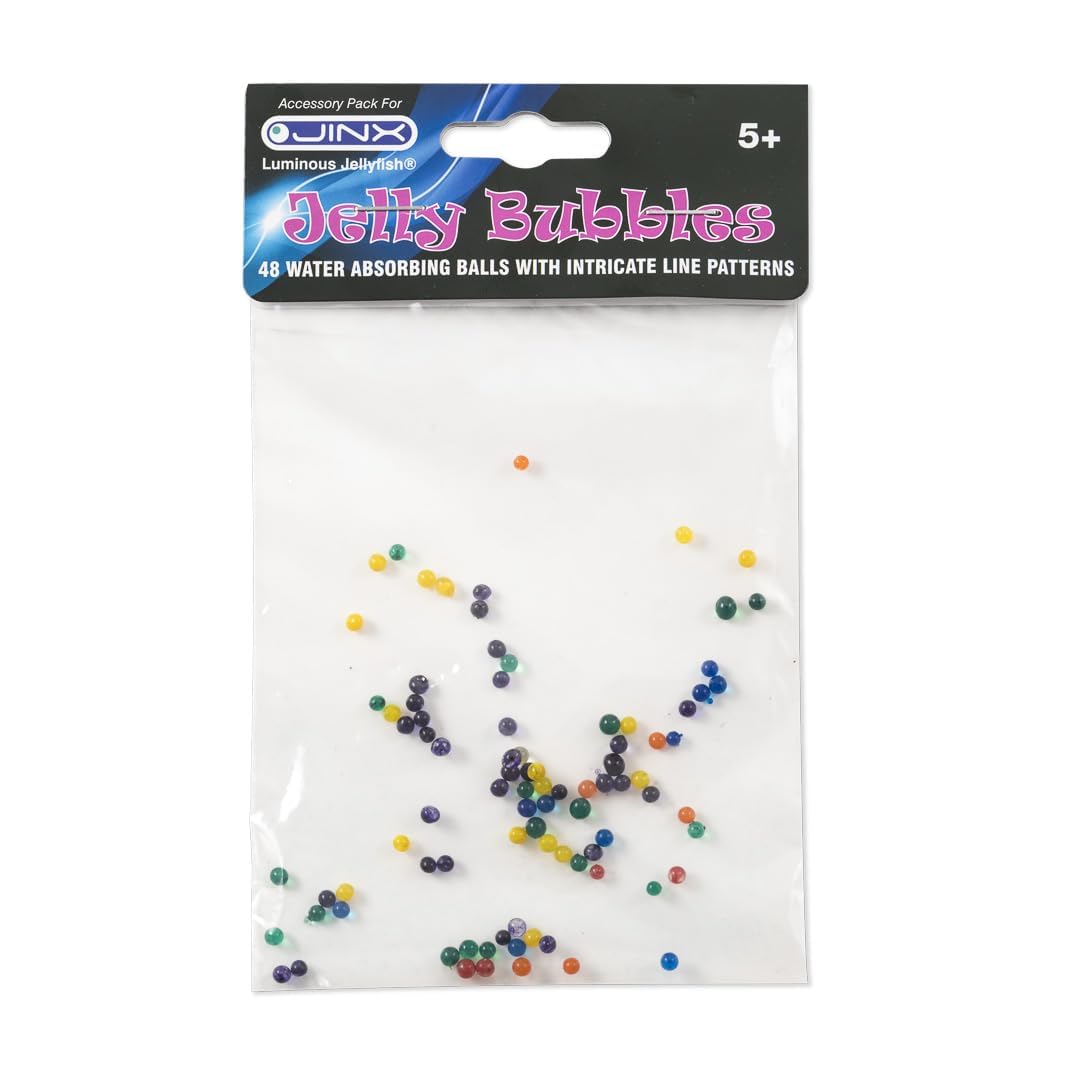 Jinx Luminous Jellyfish Multicolor Jelly Bubbles Accessory Pack For Lamp- 48-Pack Translucent Expanding Bubbles With Line Patterns – Aquarium Ornaments & Ocean Mood Lamp Enhancer Kit