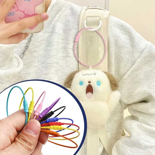 50 Pièces Anneaux Porte Clés en Acier Inoxydable,Attache Porte Clés de Nylon Coloré Boucle de Suspension,Keychain de Câble de 15cm pour Accrocher des Porte-Clés,des Étiquettes de Bagages – vue 5