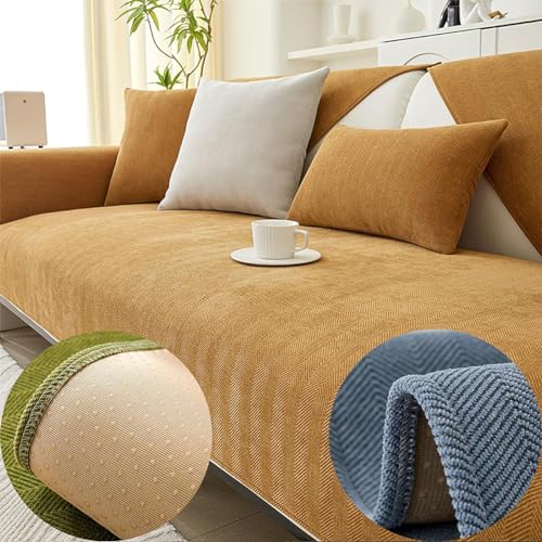 Housse canapé chenille chevrons 90x160cm café chic de protection - 2