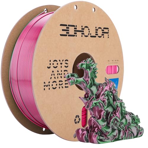 Image of 3DHoJor Silk PLA Filament 1.75mm Dual Color PLA 3D Printer Filament 2 in 1 Coextrusion 1KG Spool(2.2lbs) 3D Printing Filament Dimensional Accuracy + /- 0.03mm Fits for Most FDM 3D Printers-Green Pink