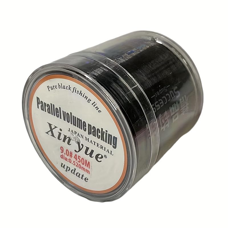 xin yue 9# All Black Core Line 492 Yards - Medium Stretch High Sensitivity Ultra High Strength Single Strand Nylon Line for Saltwater Freshwater Bait Fishing