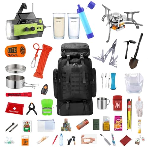 AdLuWa Fluchtrucksack Komplettset für Notfälle & Katastrophen – Verschiedene Größen für 1 Person, 2 Personen, Familie und Luxus-Varianten (Familie 2+2)