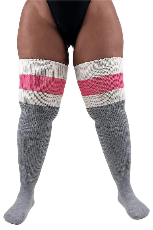 Image of Thunda Thighs Plus Size Thigh High Socks, Over the Knee High Boot Stockings Leg Warmers, Extra Long & Thick Socks