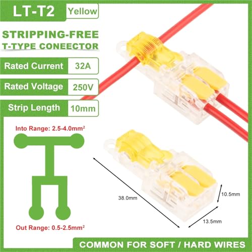 Conector de cableado rápido con palanca 32A y bloque de empalme Tipo T pelable de 5 piezas 2