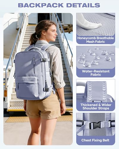 Image of suradar Vacuum Seal Travel Backpack Built-in Pump,Air Compression System Vacuum Vacpack Travel Bag for Women Men Carry On Suitcase Luggage Laptop Airlines Approved Daypack Space Saver Bags Purple