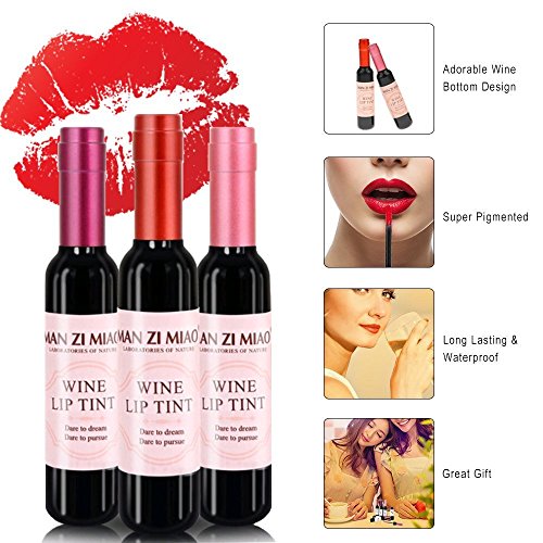 Brimfulite Wine Liquid Lip Gloss, Lasting Make Up Gloss Matte Lip Tint Wine Bottle Cover, Waterproof, Valentine's Day Gift Kit Ideas For Girlfriends, ​Moms (Six Colors) #TOP2