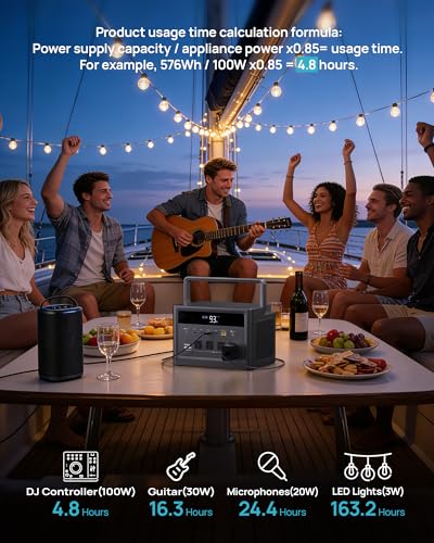 Image of Portable Power Station 1000W (2000W Peak), 576Wh LiFePO4 Battery Solar Generator, 1.8H Fast Charging, Emergency Backup for Home Use, RV Camping, Road Trip (Solar Panel Optional)