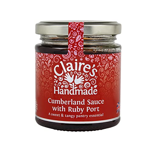 Claire's Handmade - Cumberland Sauce with Ruby Port (200g) - Traditionally Made Sweet & Tangy Spiced Redcurrant Sauce, Pair with Cold Cuts, Suitable for Vegetarian, Vegan & Gluten Free Diets, GMO Free