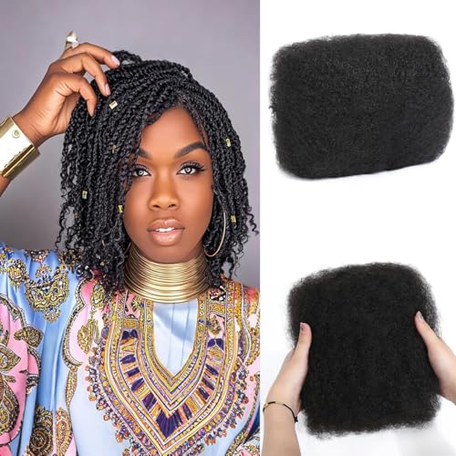 Cabello africano 100% humano rizado negro natural #1B de 10 pulgadas para extensiones dreadlock