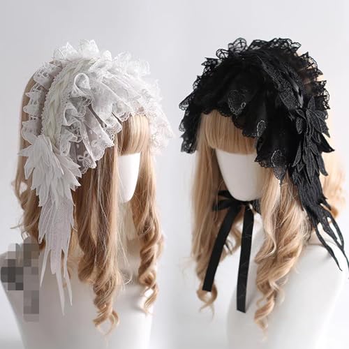 Serre-tête Lolita gothique en dentelle raffinée et fibre haute densité pour cosplay - 4